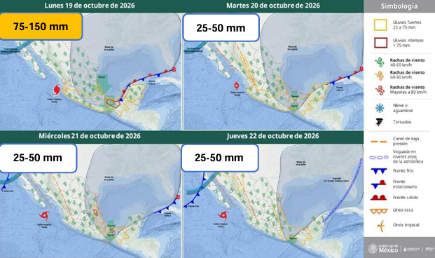 Frente frío 2 mantiene lluvias intensas y fuertes vientos en Tabasco